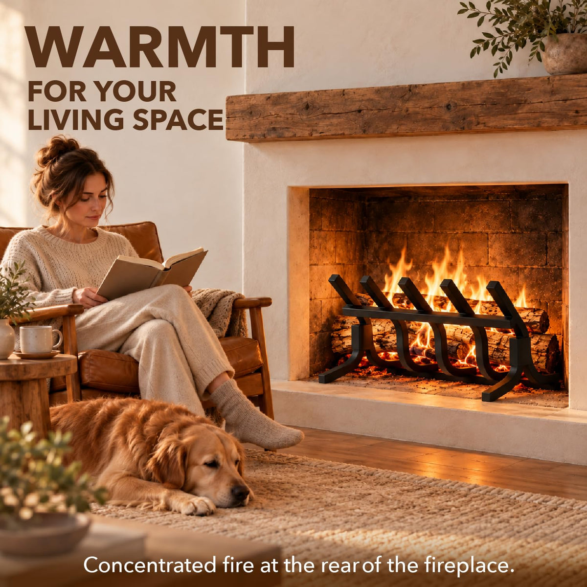 M-5 21 Inch Vertical Fireplace Grate, High-Efficiency Smoke-Free Design