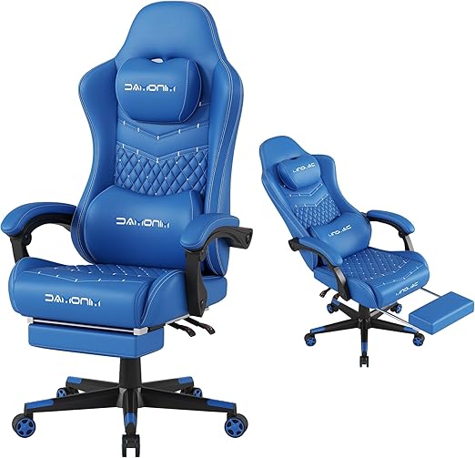 Ergonomic Gaming Chair with Retractable Footrest