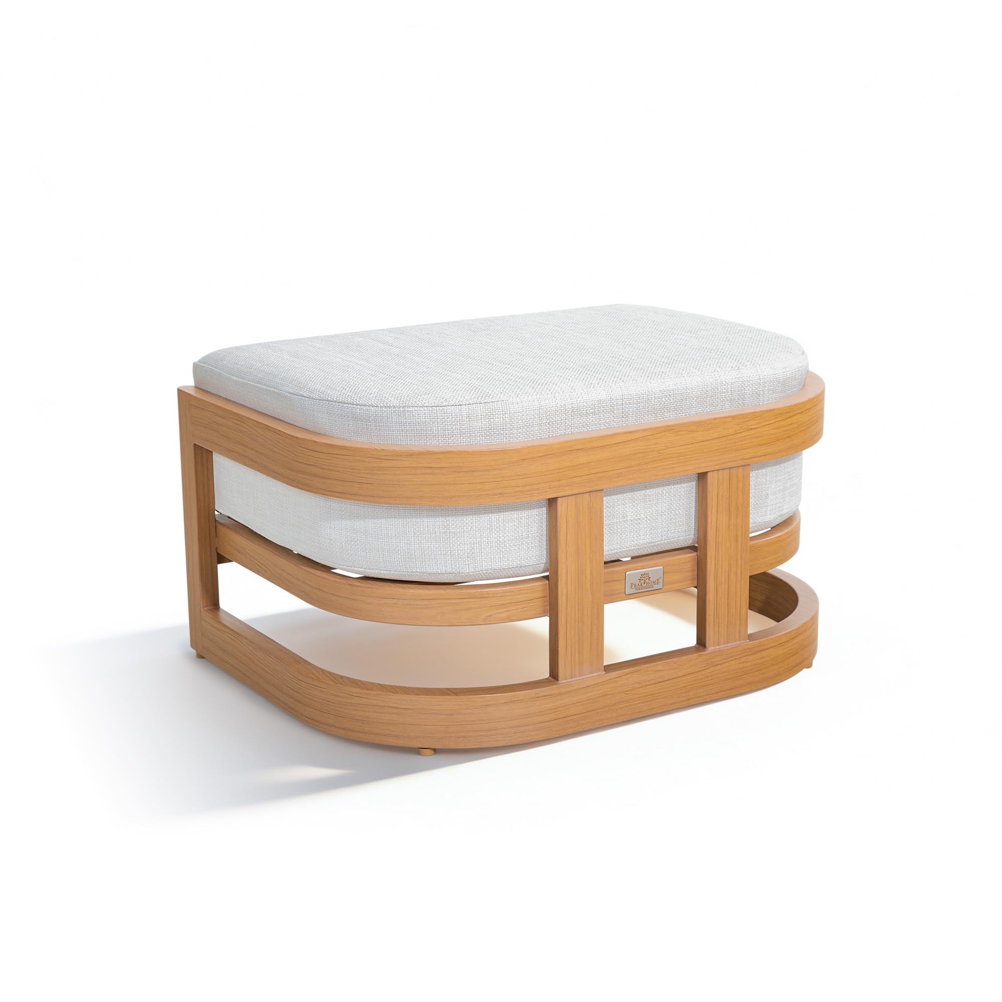 Outdoor Patio Ottoman with Cushion, Teak Finish