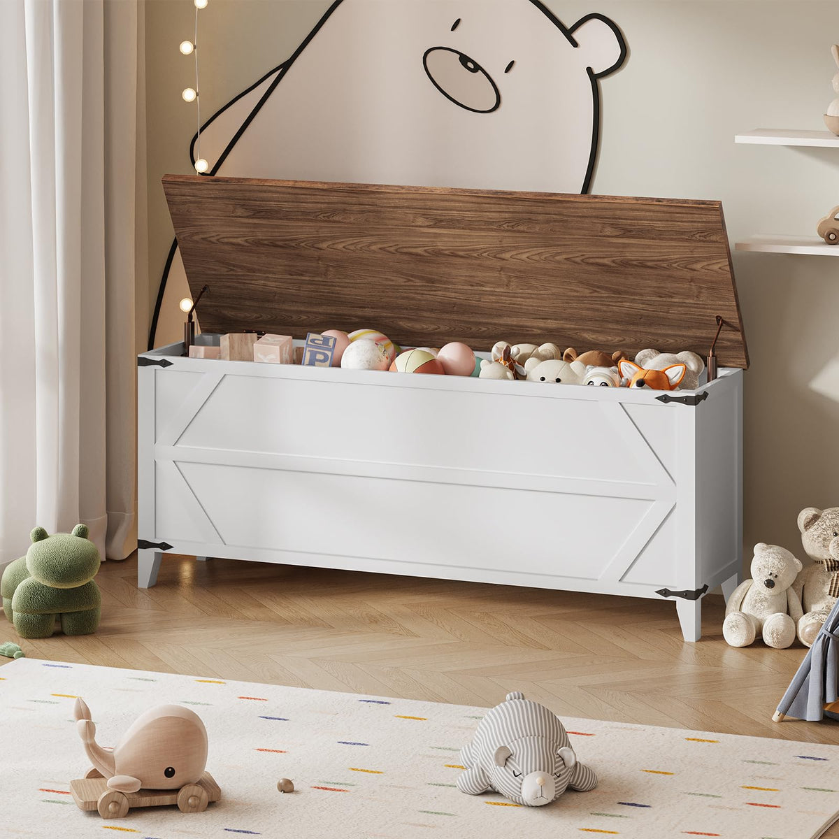 Farmhouse Toy Storage Bench