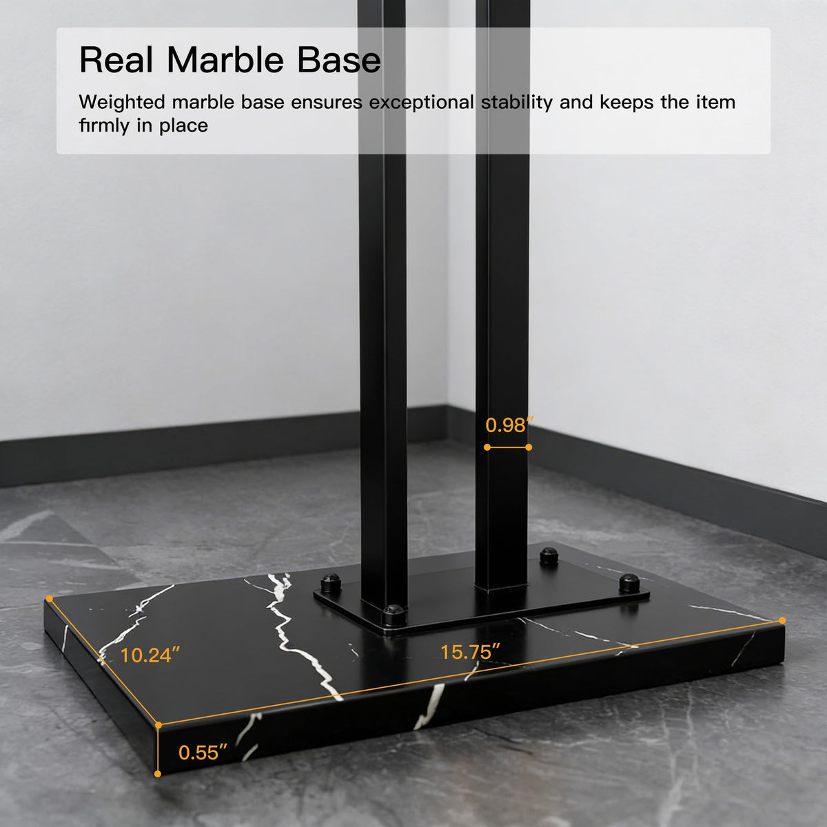 JIAYUEJU Heavy Duty Coat Rack Freestanding Marble Base Coat Tree (Black)