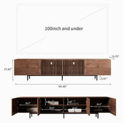 Pajiasen 94.48″ Mid Century Modern Walnut TV Stand with Grille Doors, Storage Cabinets,Entertainment Center for TVs Up to 80",Media Console for Living Room or Bedroom
