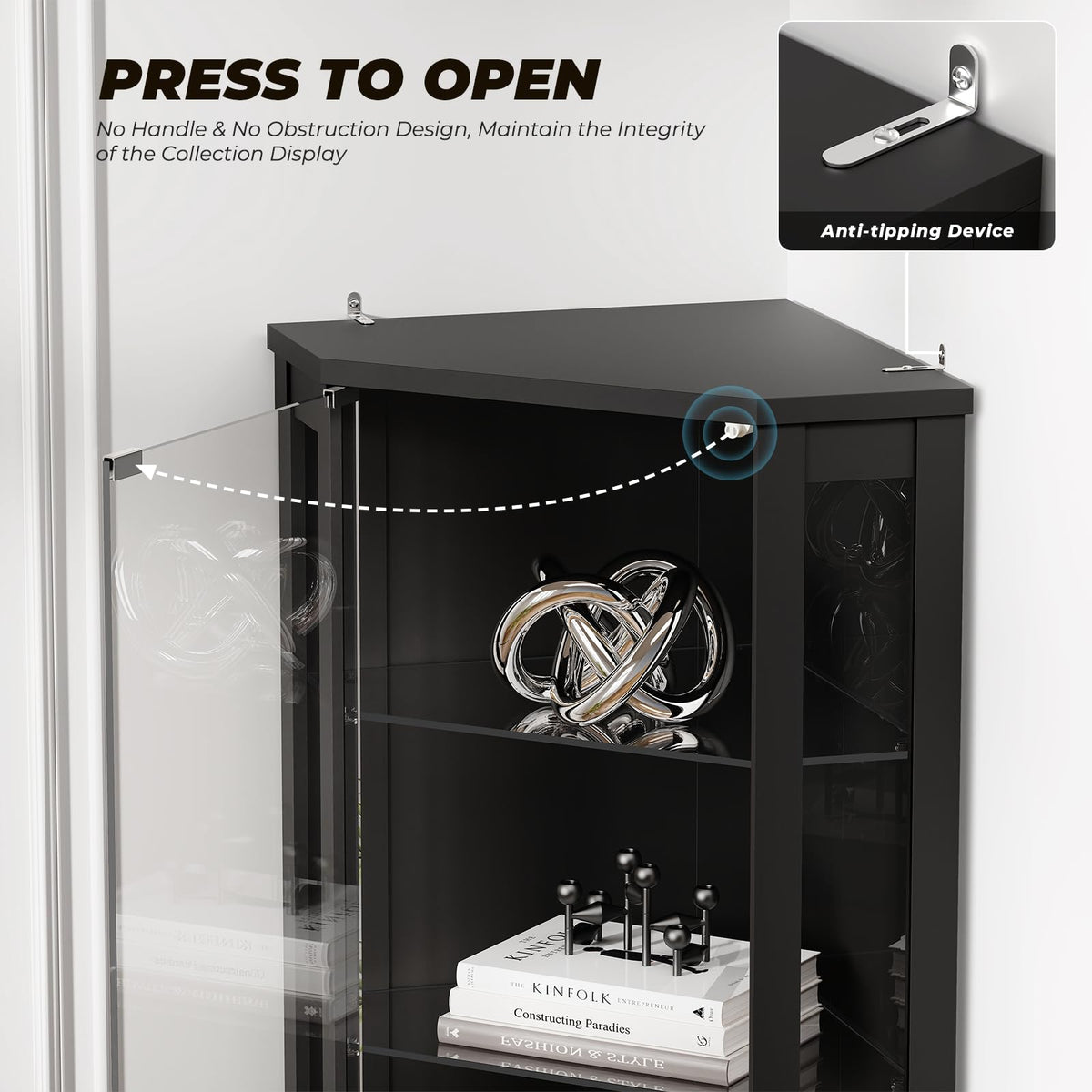 Black LED Corner Display Cabinet