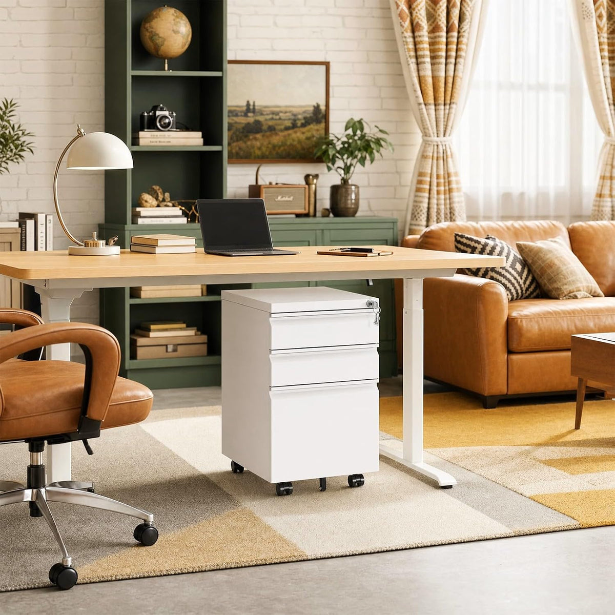 CHRONOGRAIN 3 Drawer File Cabinet with Lock and Casters,White