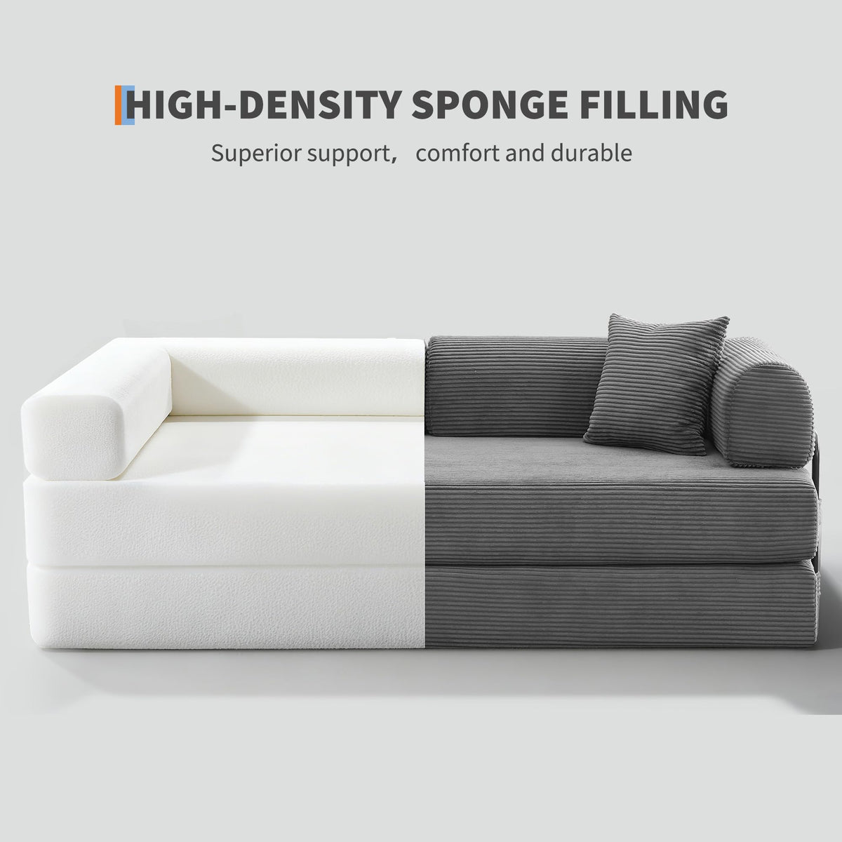 IDEALHOUSE 79" Convertible Futon Sofa Bed, Boneless Couch for Living Room