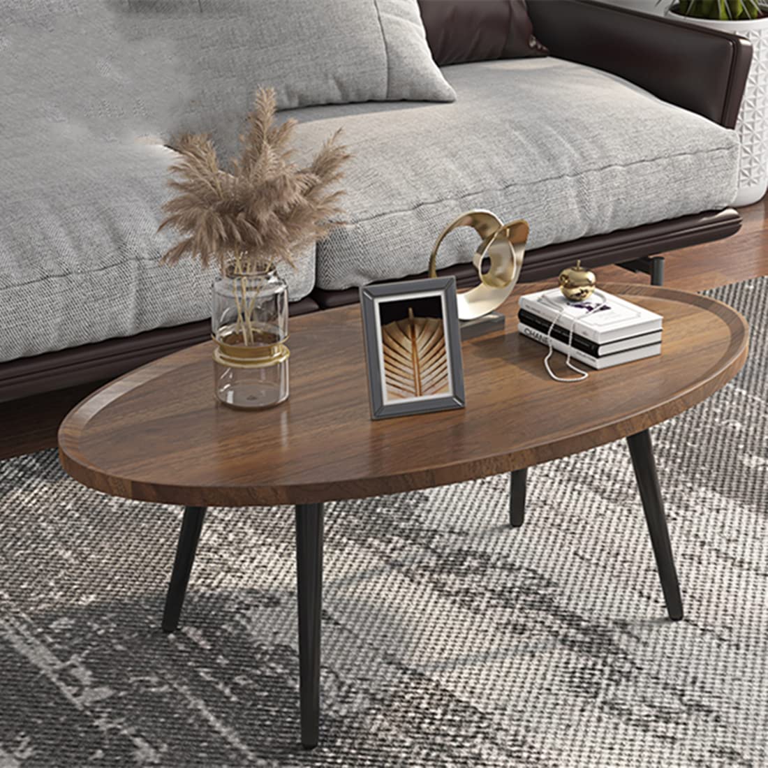 47“ Wooden Coffee Table Mid Century Modern Nesting Tables for Living Room