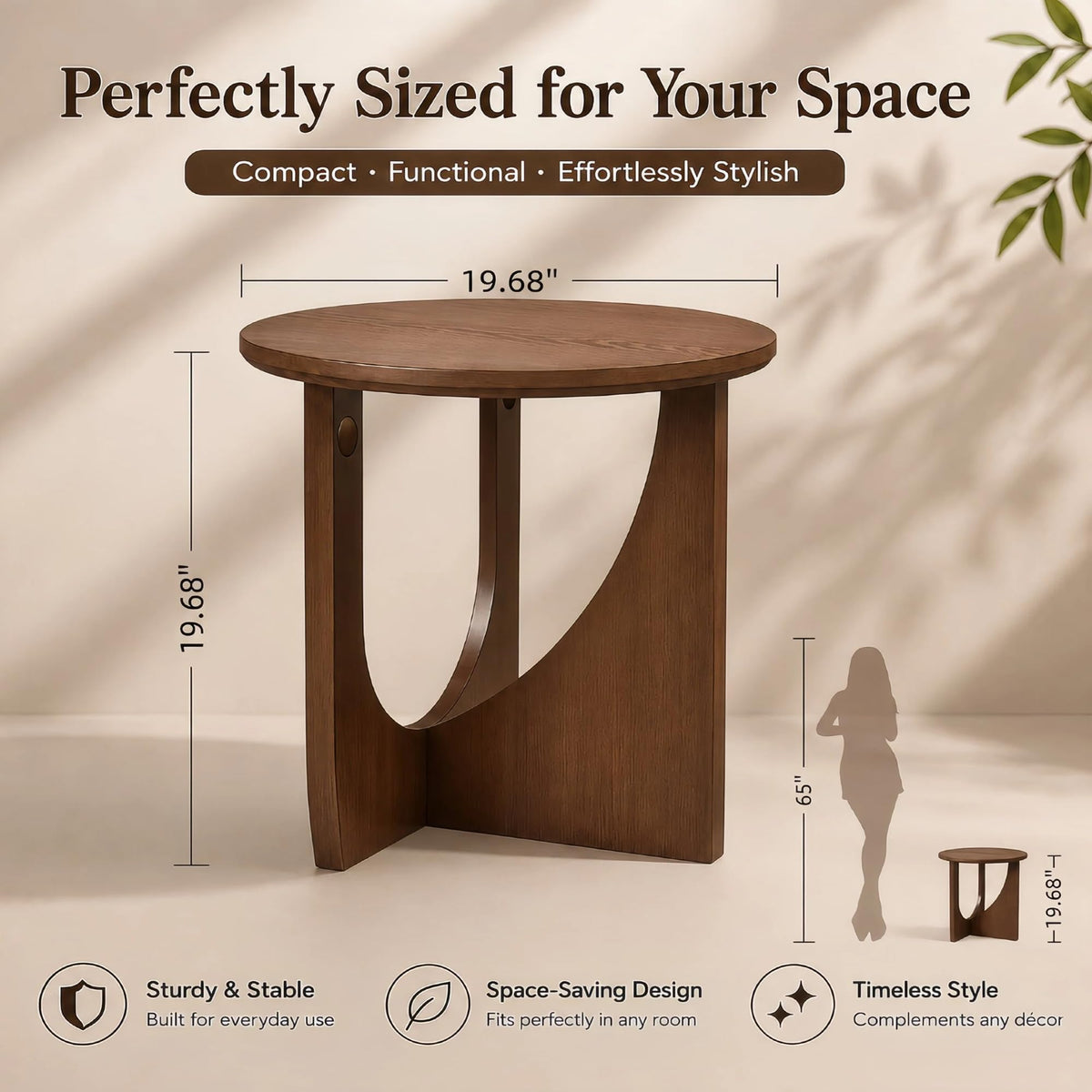 Round Solid Wood Side Table