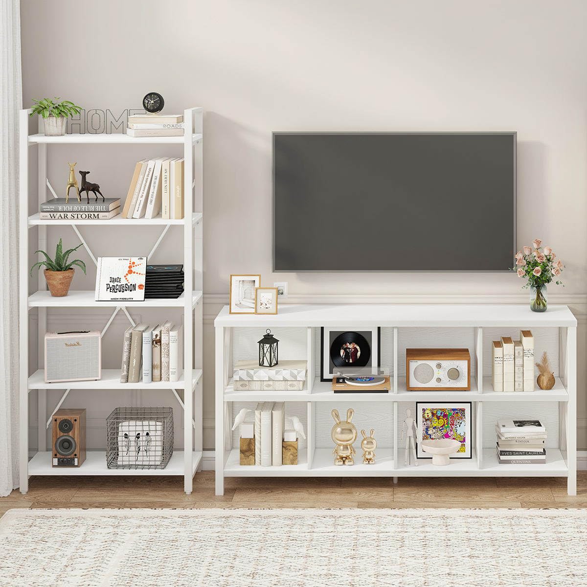 5-Tier White Oak Bookshelf