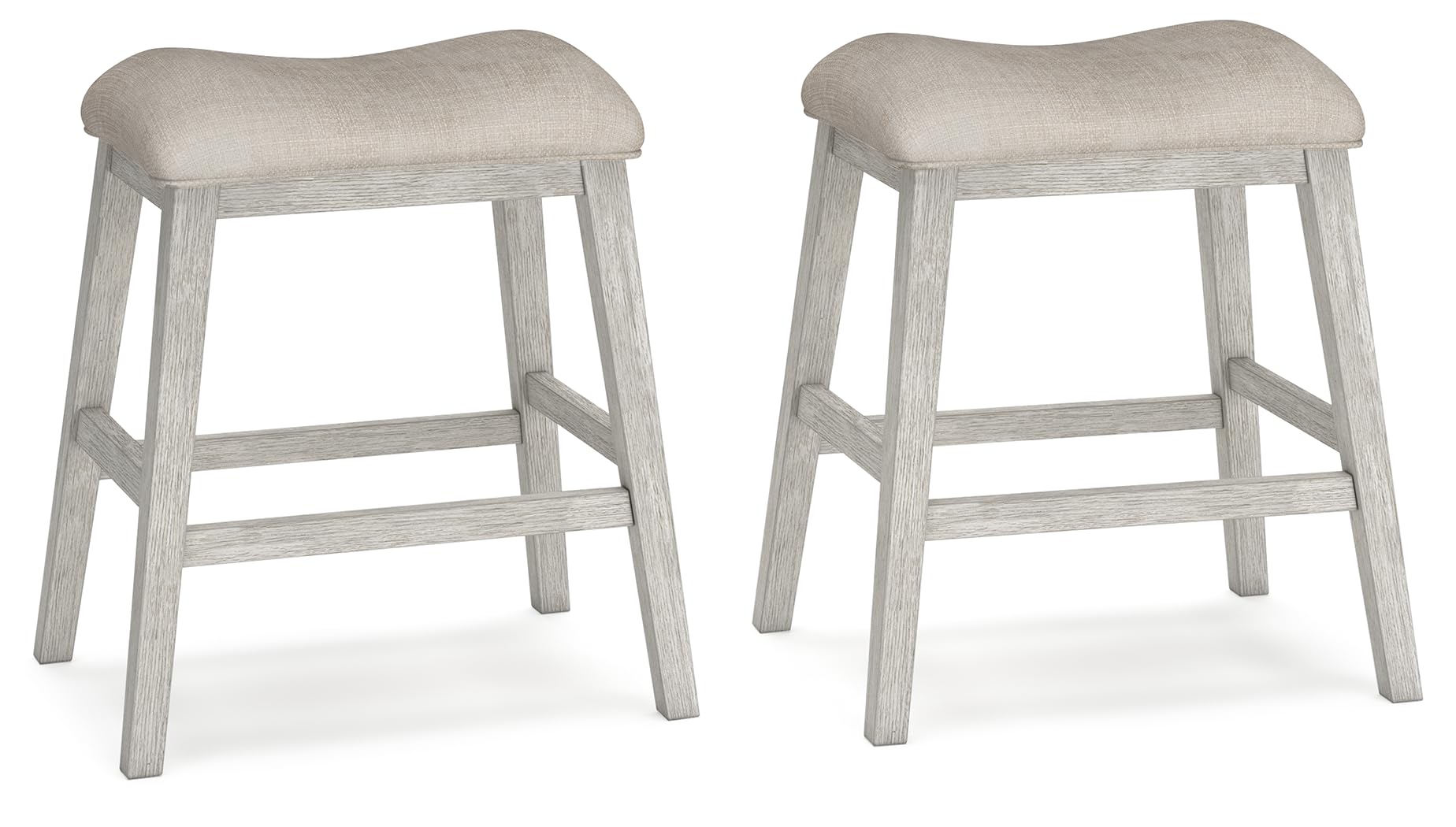 Signature Design by Ashley Skempton Modern 24" Counter Height Upholstered Barstool, 2 Count, Grayish White