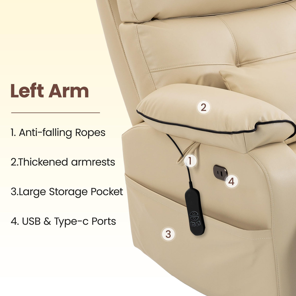 FiveWillowise Power Lift Recliner Chair for Elderly,Lift Assist Stand,Brown