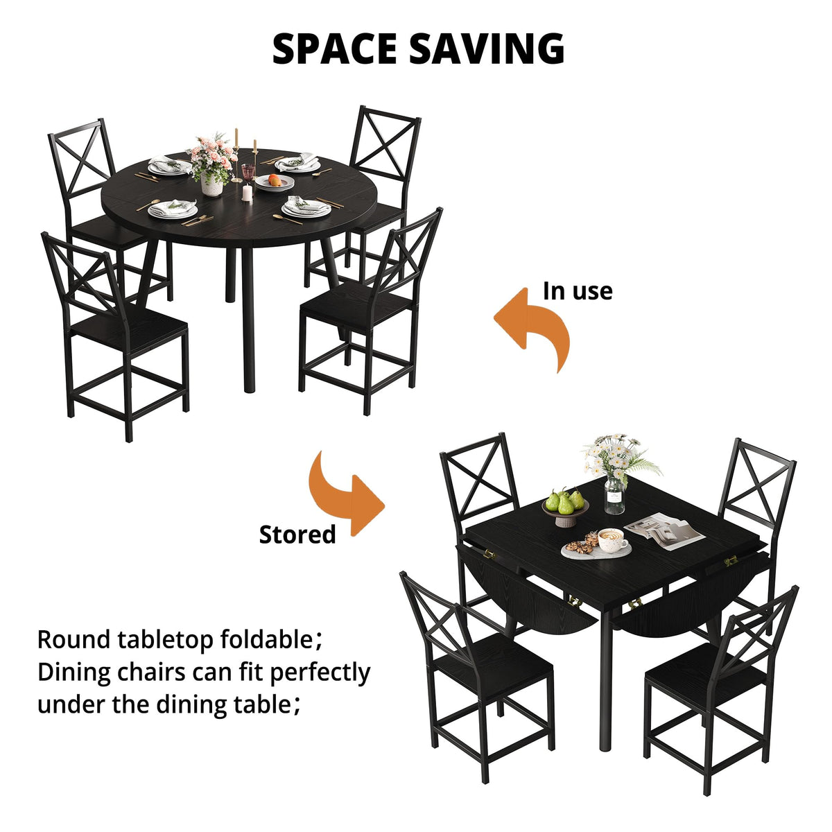 Round Drop-Leaf Dining Set