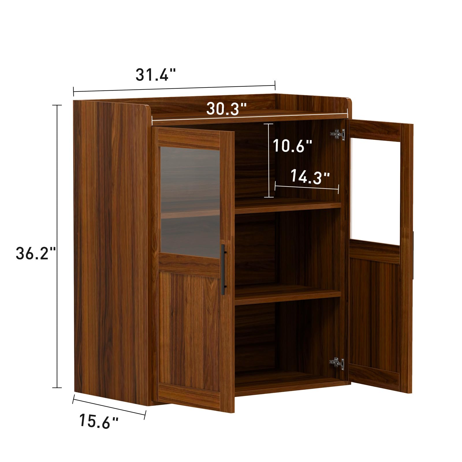 3-Shelf Filing Cabinet with Glass Doors