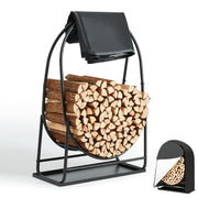Oval Firewood Rack with Cover & Debris Tray
