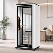 VESTAEL Soundproof Office Pod Booth, Quiet Meeting Pod with Acoustic Panels, Portable Modular Pod, Privacy Booth for Private Phone Calling Mobile Roller with Desk, LED Light, Fans and AC USB Ports