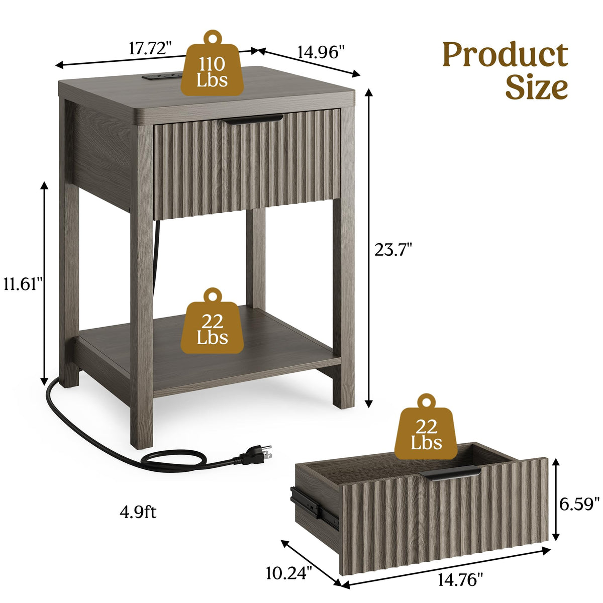 Fluted Dresser and Nightstand Set