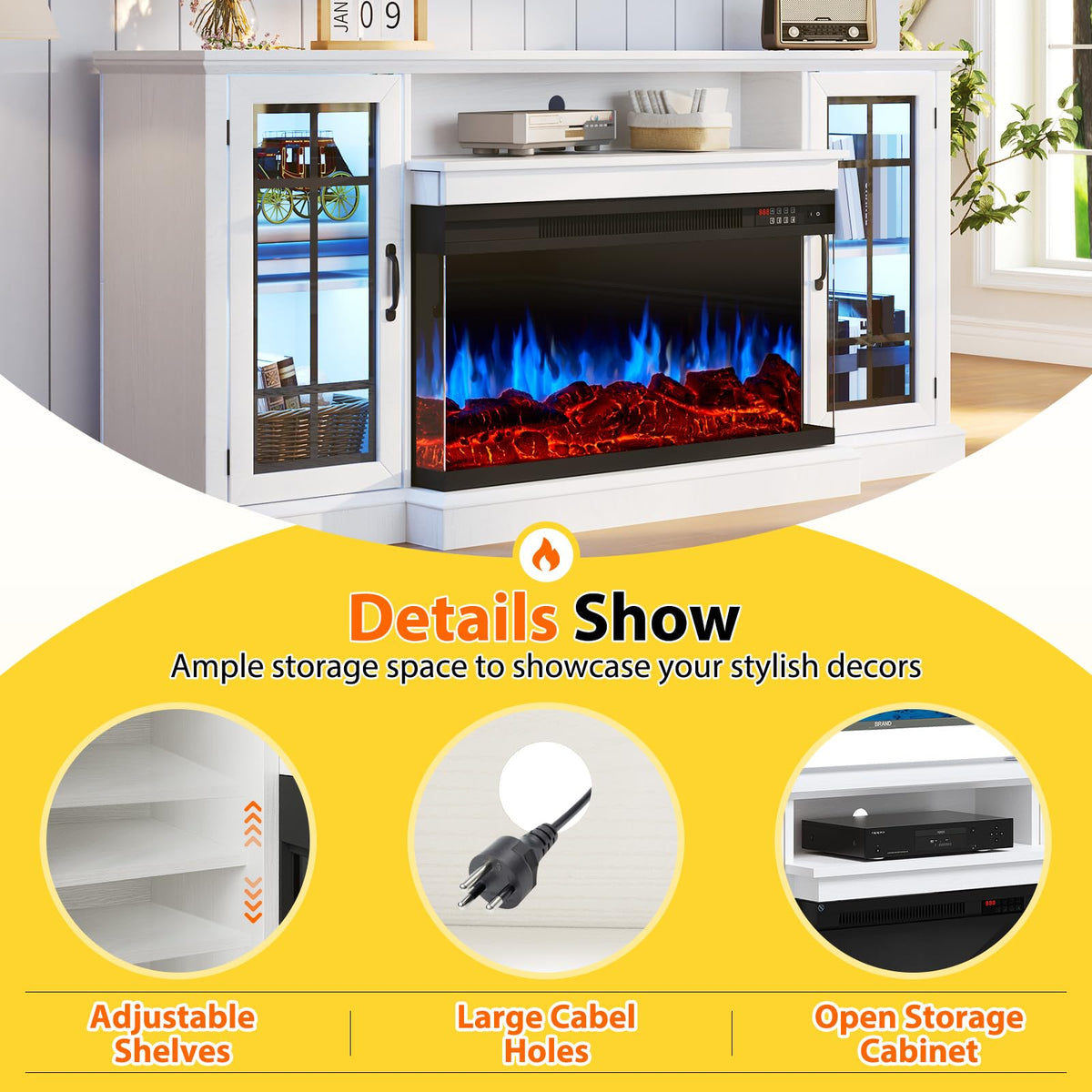 White Fireplace TV Stand