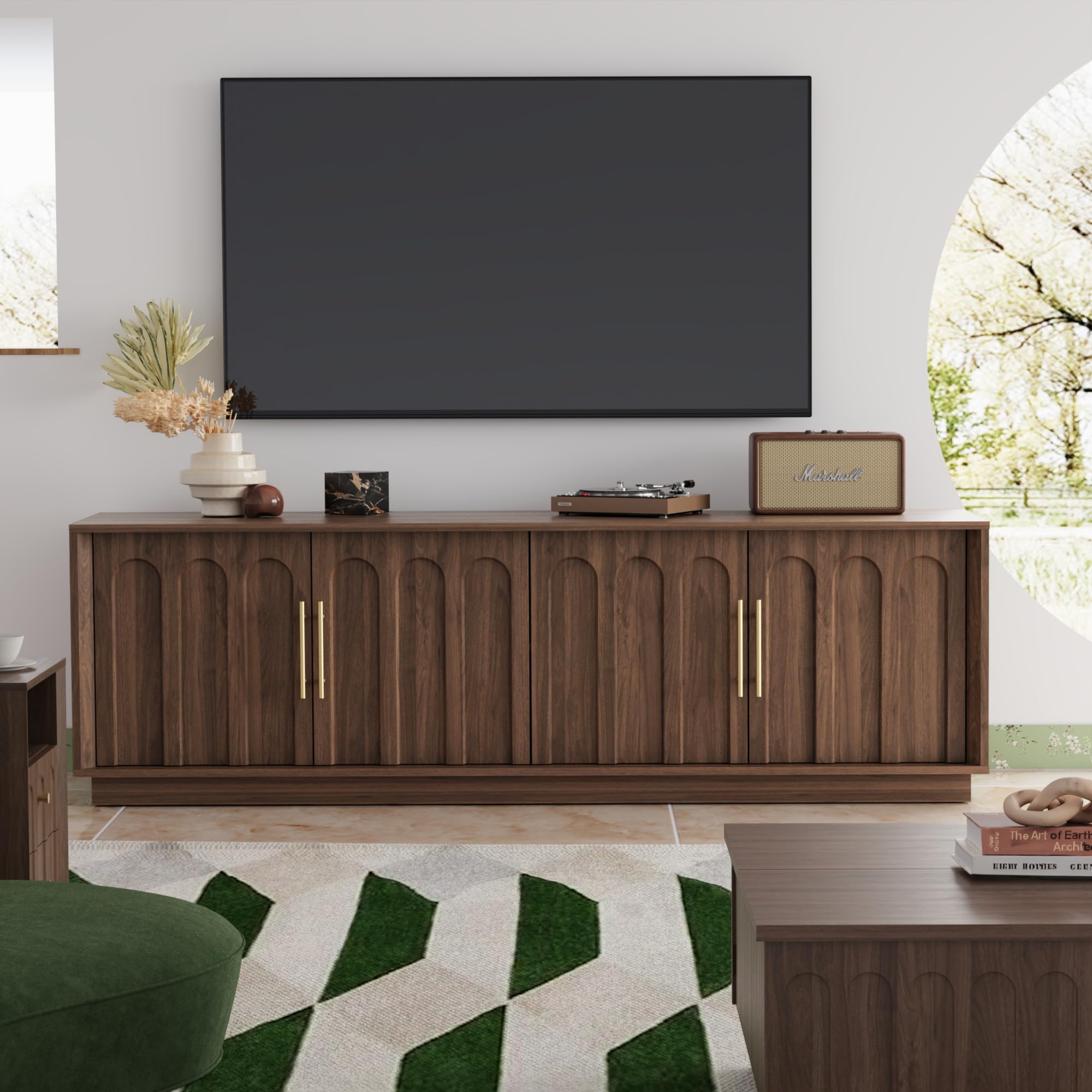 Mid-Century Modern TV Stand, 67" Entertainment Center