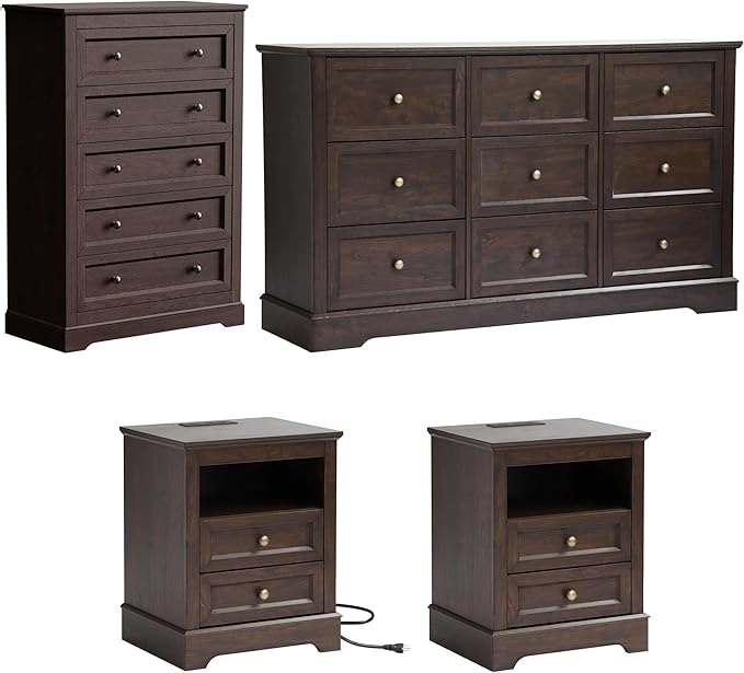 Farmhouse Bedroom Dresser Set with Nightstands