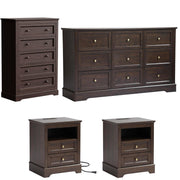 Farmhouse Bedroom Dresser Set of 4 with Charging Nightstand