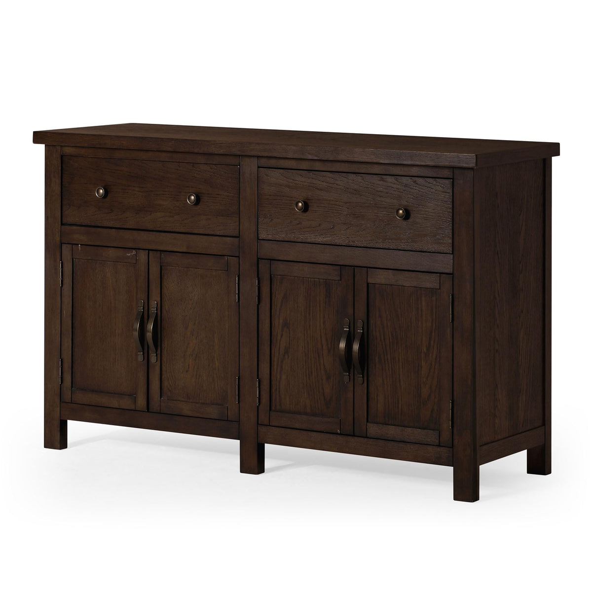 Maven Lane Felix Rustic Large Wooden Sideboard, Accent Buffet Server Table with Doors for Kitchen or Living Room in Weathered Brown Finish