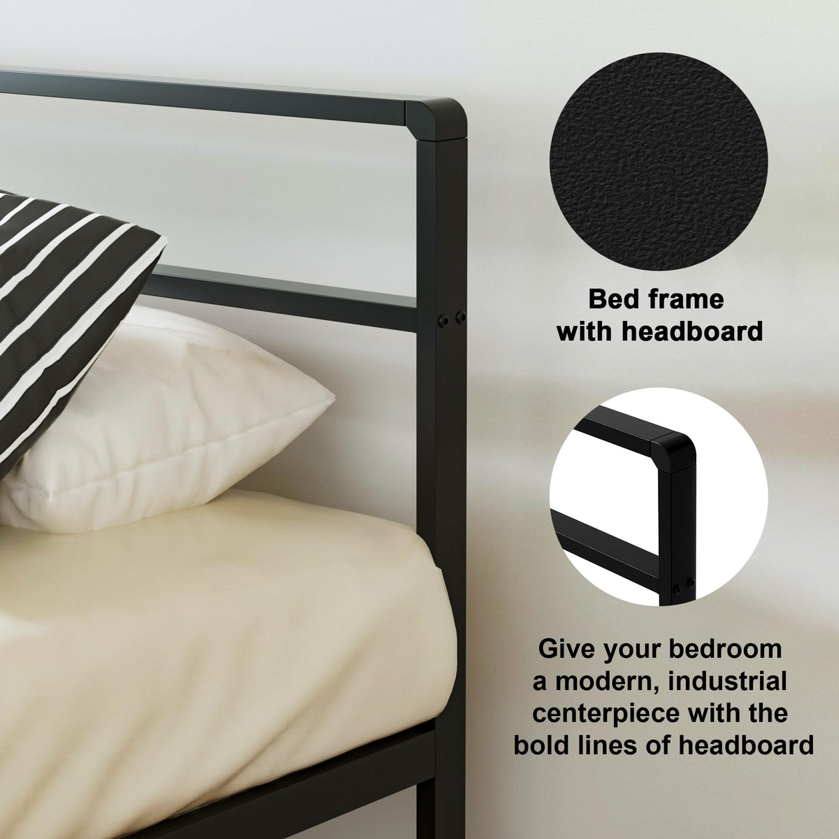 AGXI Queen Bed Frame with Headboard, 14 Inch Floating Bed with Smart LED Lights and USB Charging Station, Easy Assembly, No Box Spring Needed