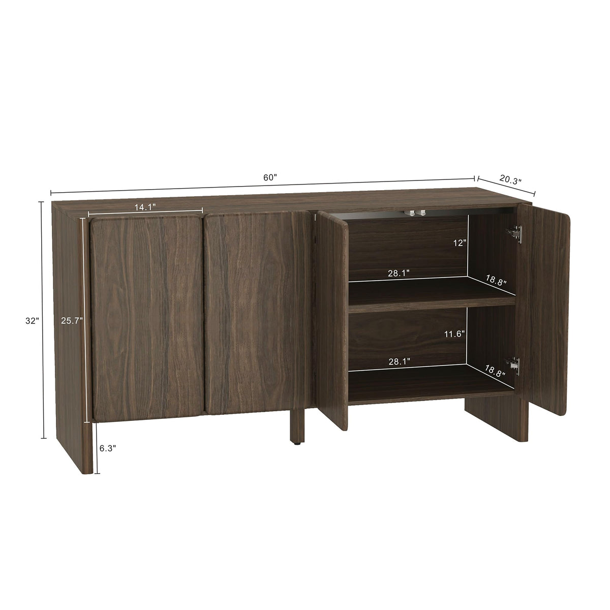 Walnut Brown Sideboard Cabinet
