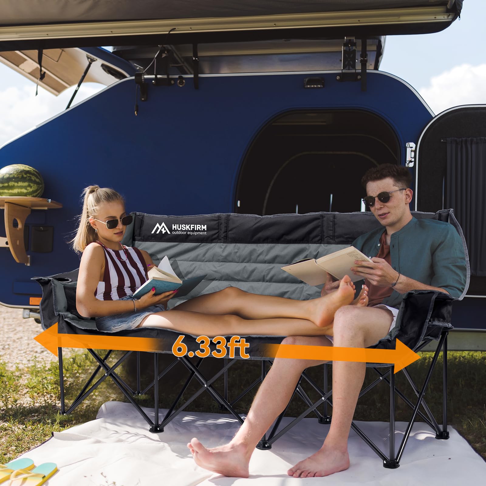 3-Person Folding Camping Loveseat Chair