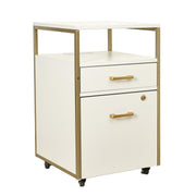 2-Drawer Rolling File Cabinet with Lock, USB Ports & Power Outlet