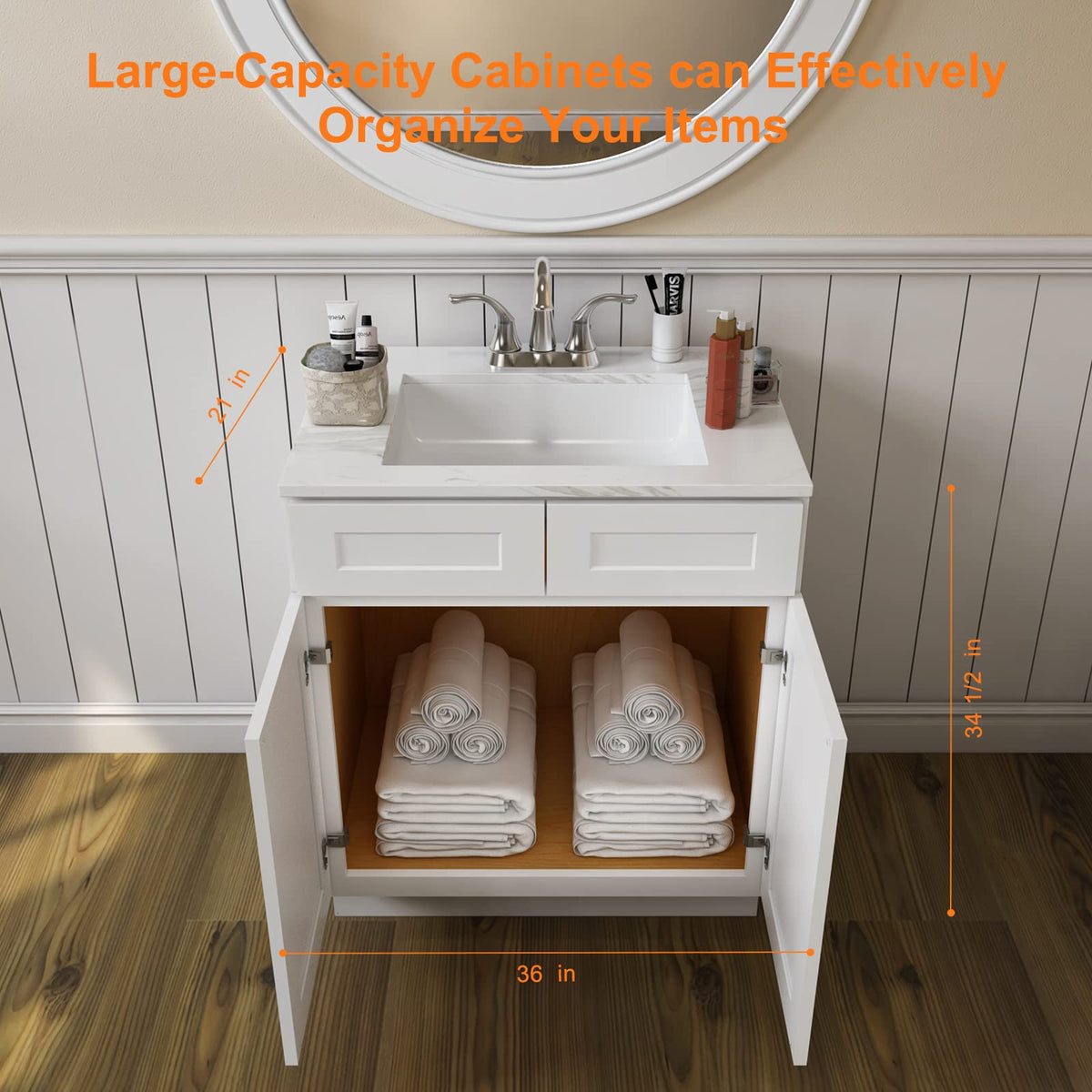 White Shaker Bathroom Vanity Base Cabinet