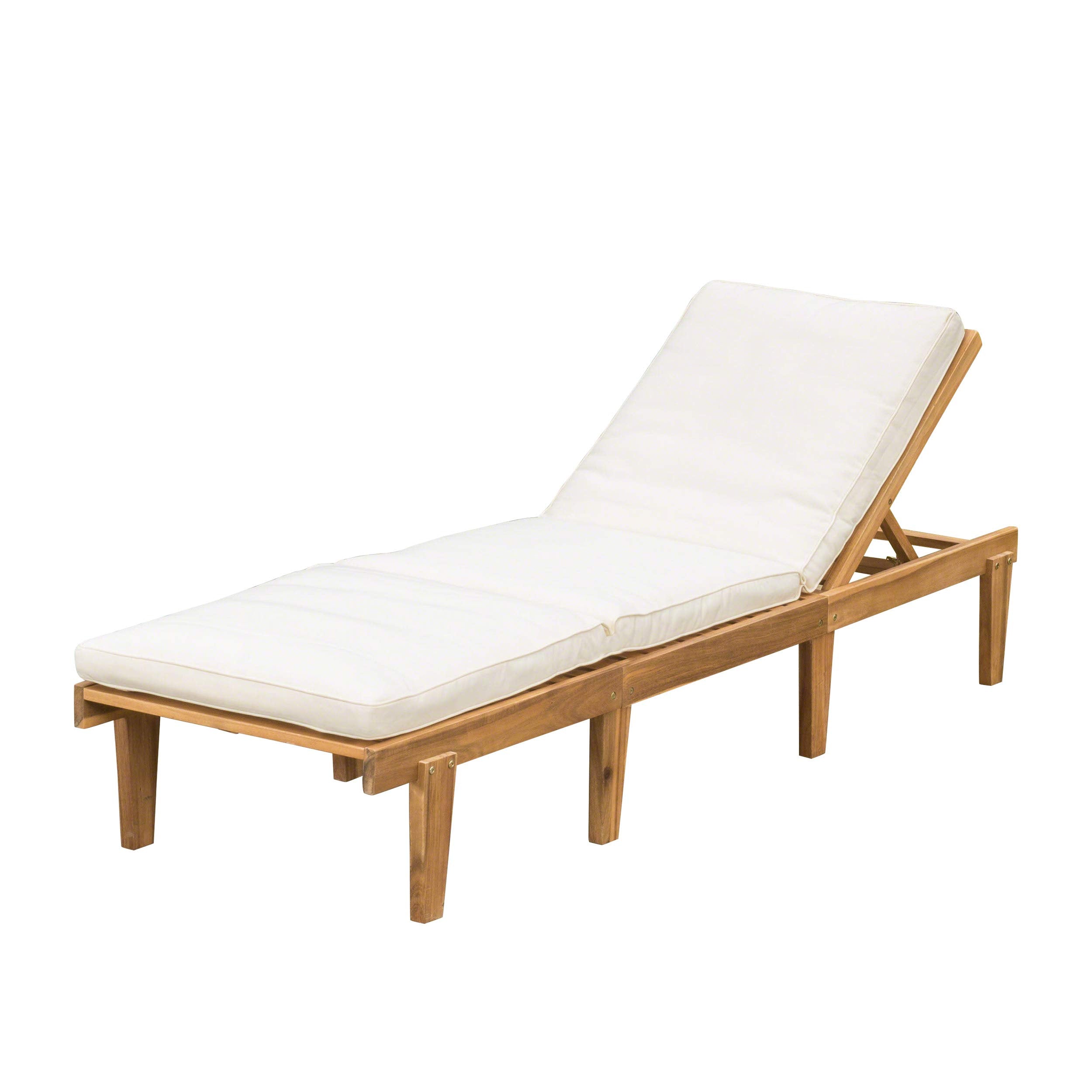 Acacia Wood Chaise Lounge with Cushion