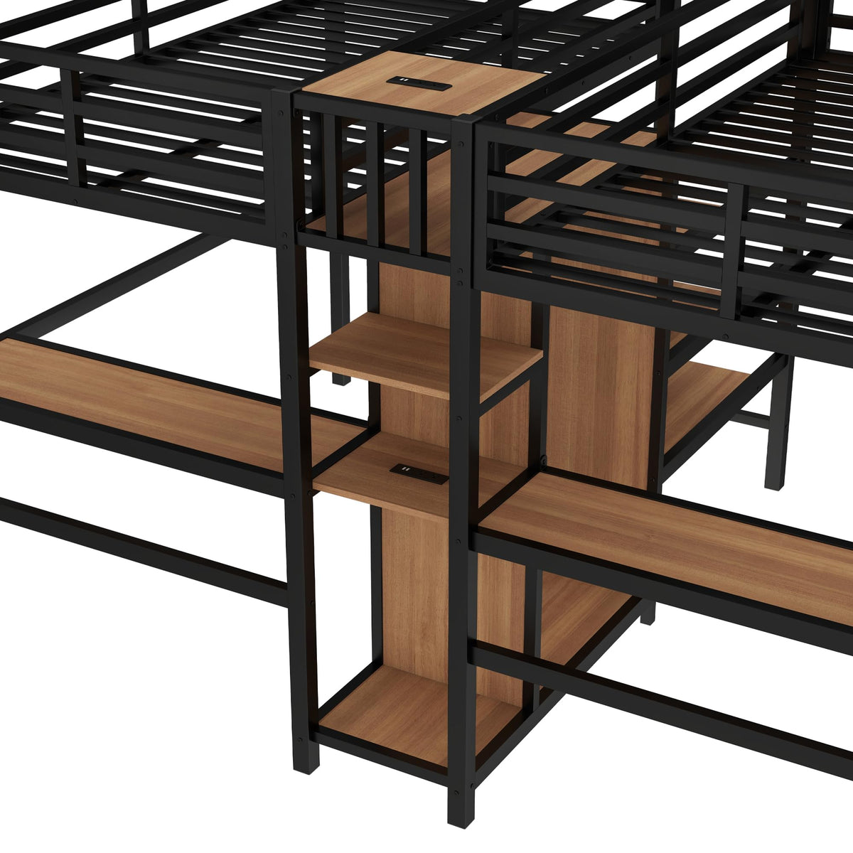 Twin Double Loft Bed with Desk and Wardrobe