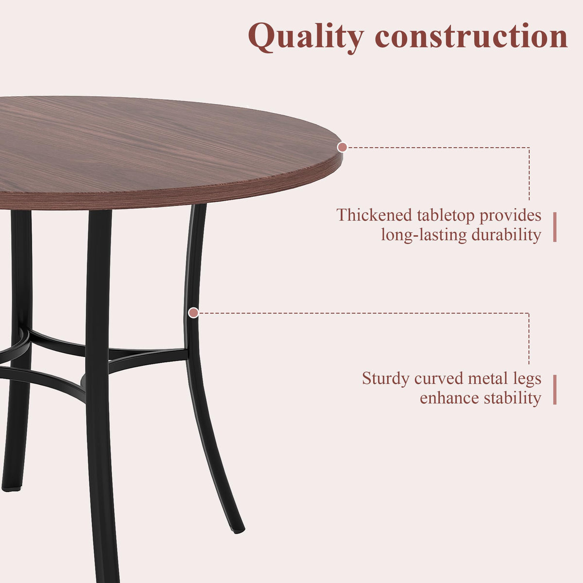 Round Wood-Grain Dining Table
