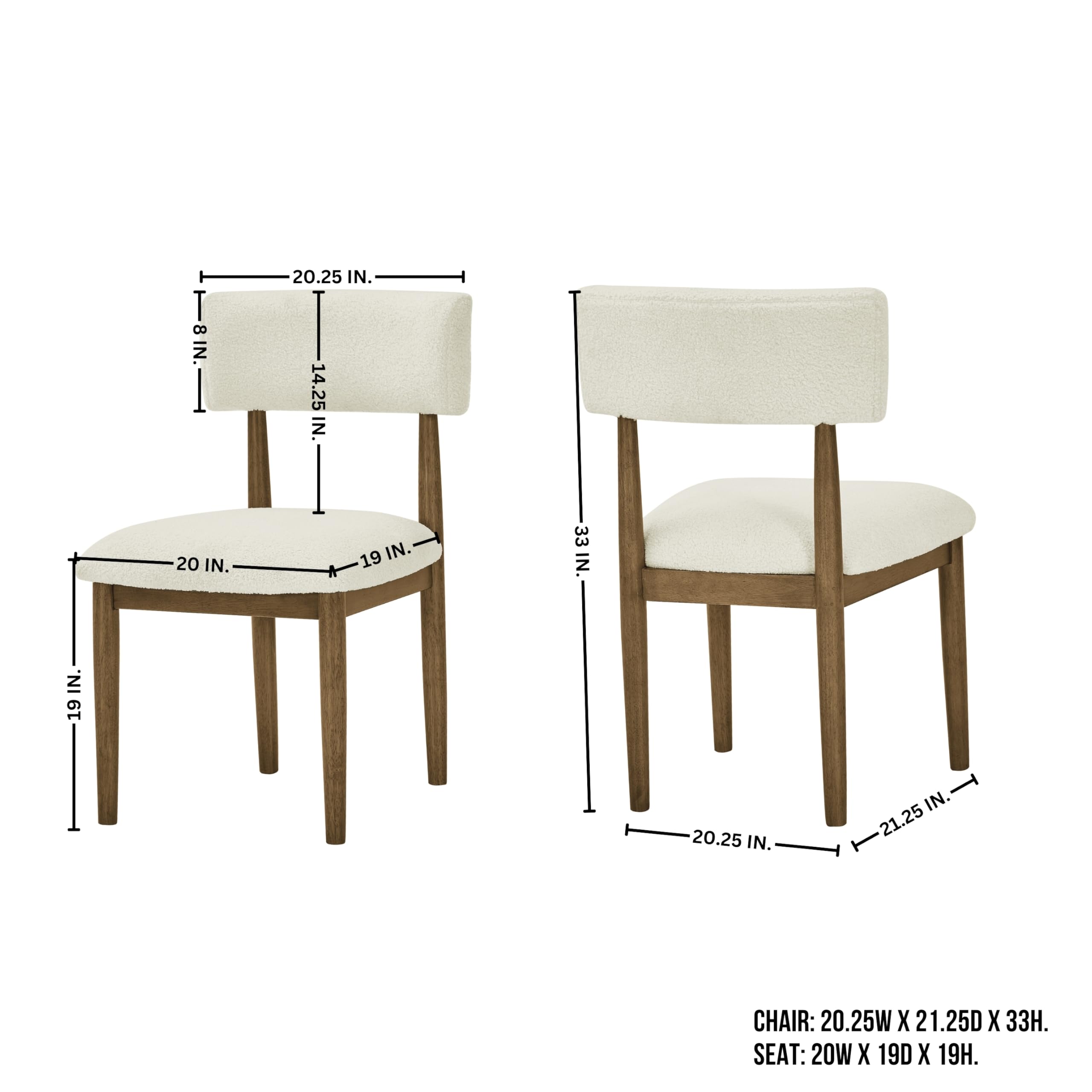 Boucle Upholstered Dining Chairs, Set of 2