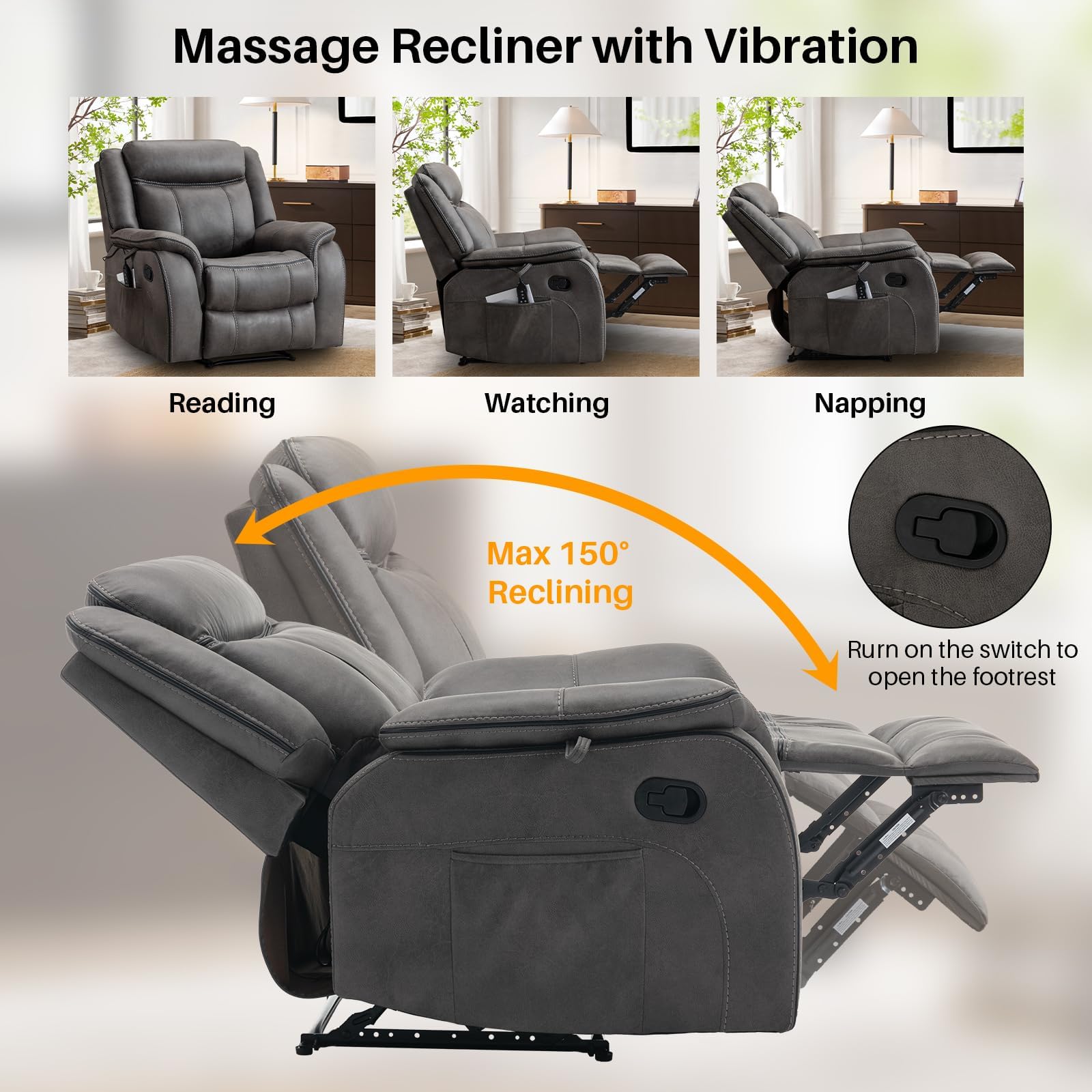 Massage Recliner Chair with Heat & Vibration