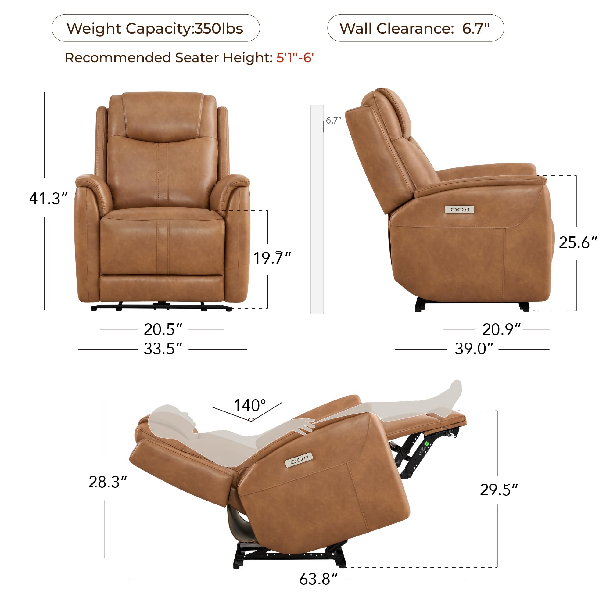 Power Zero-Gravity Recliner with USB & Type-C Charging