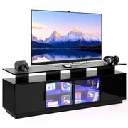 70" LED TV Stand with Glass Doors & Charging Station