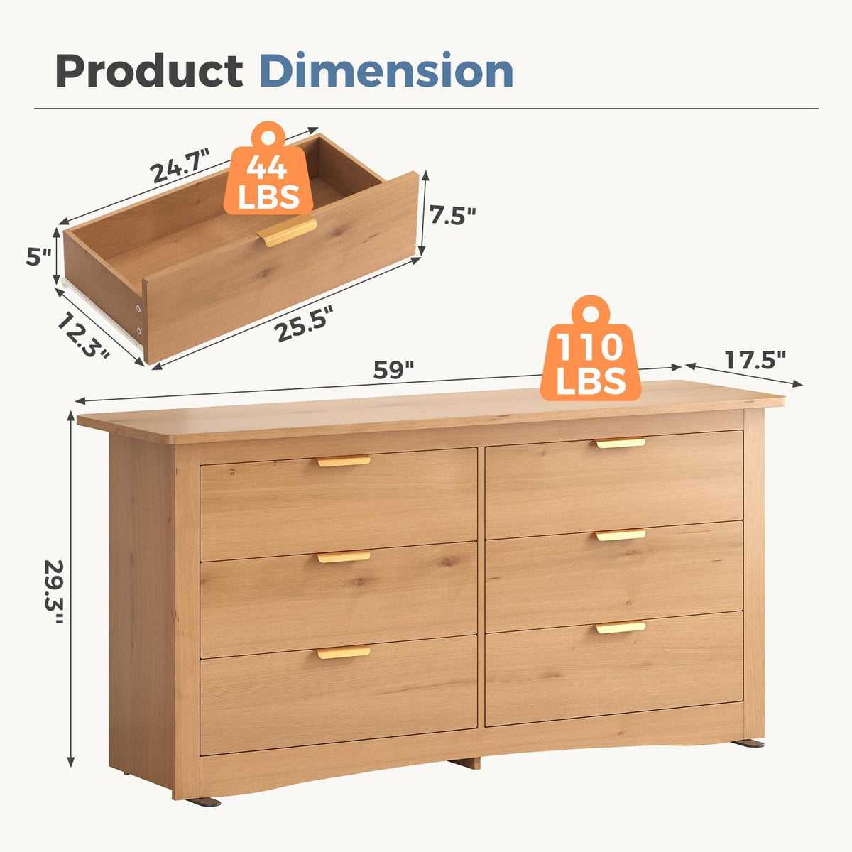 6-Drawer Wood Storage Cabinet