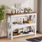 Vilaxing 3-Tier Wood Entryway Table: 41" Narrow Console Shelf (White)