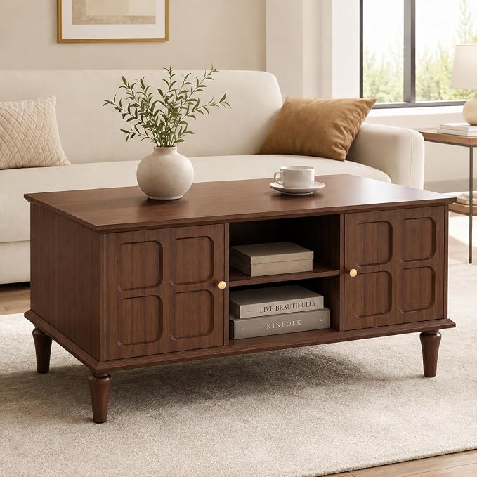 Black Mid-Century Storage Coffee Table