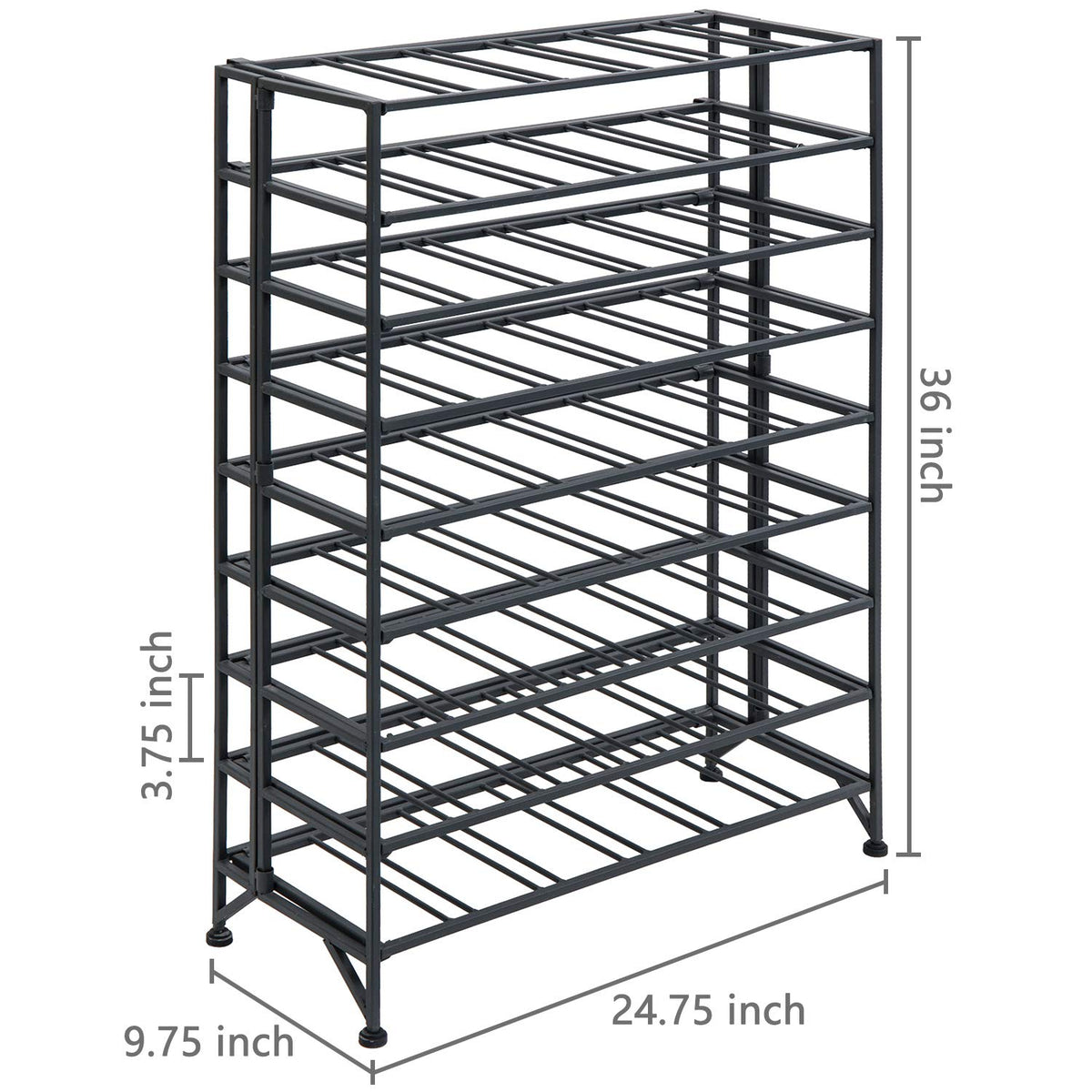 MyGift Gray Metal Wine Rack Floor Stand 9 Tier Bottle Storage Shelf