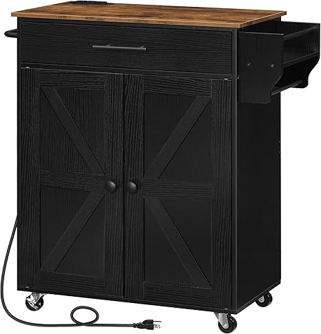 Rolling Kitchen Island with Power Outlet
