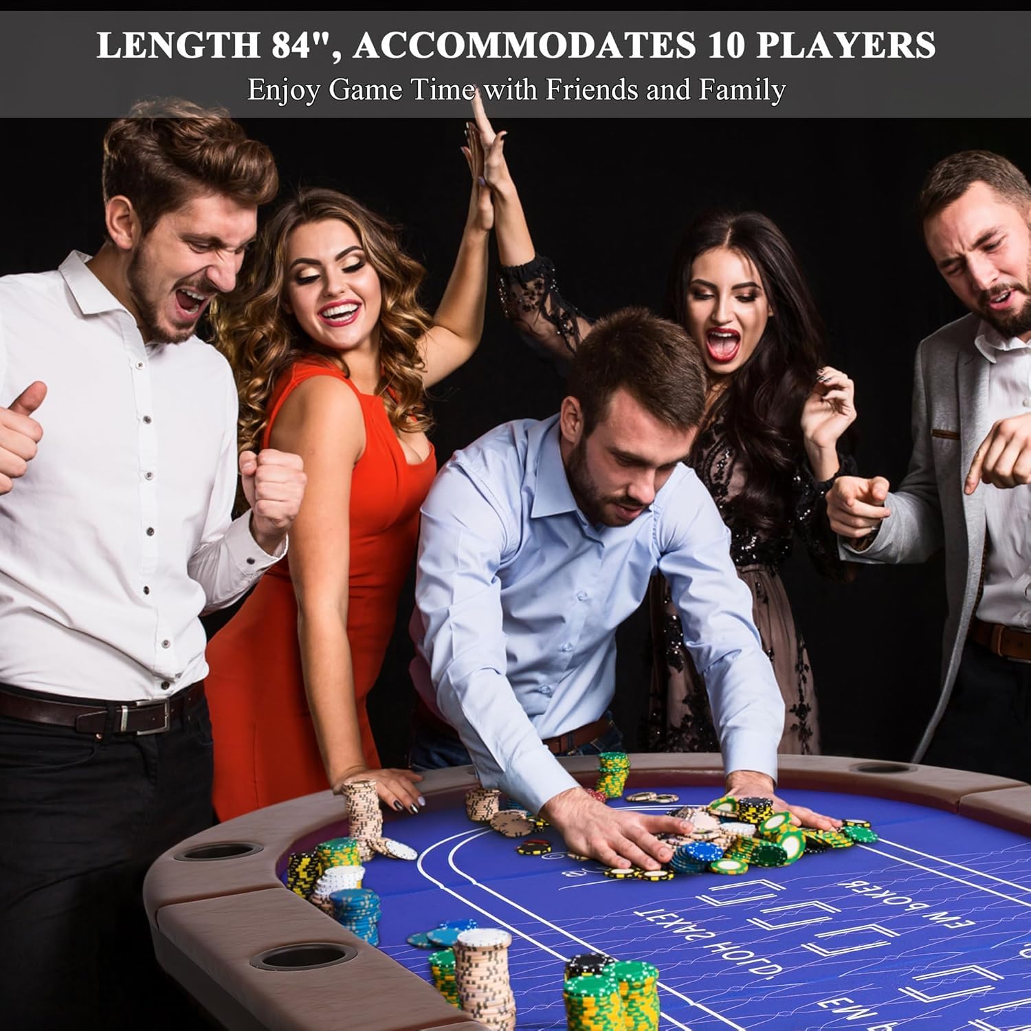 Foldable Poker Table for 10 Players