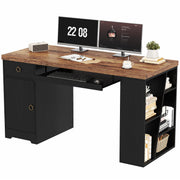 HSH Office Desk with Keyboard Tray in Home, Computer Desk with Storage 55"