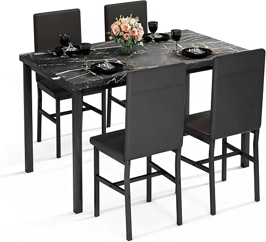 5-Piece Faux Marble Dining Set