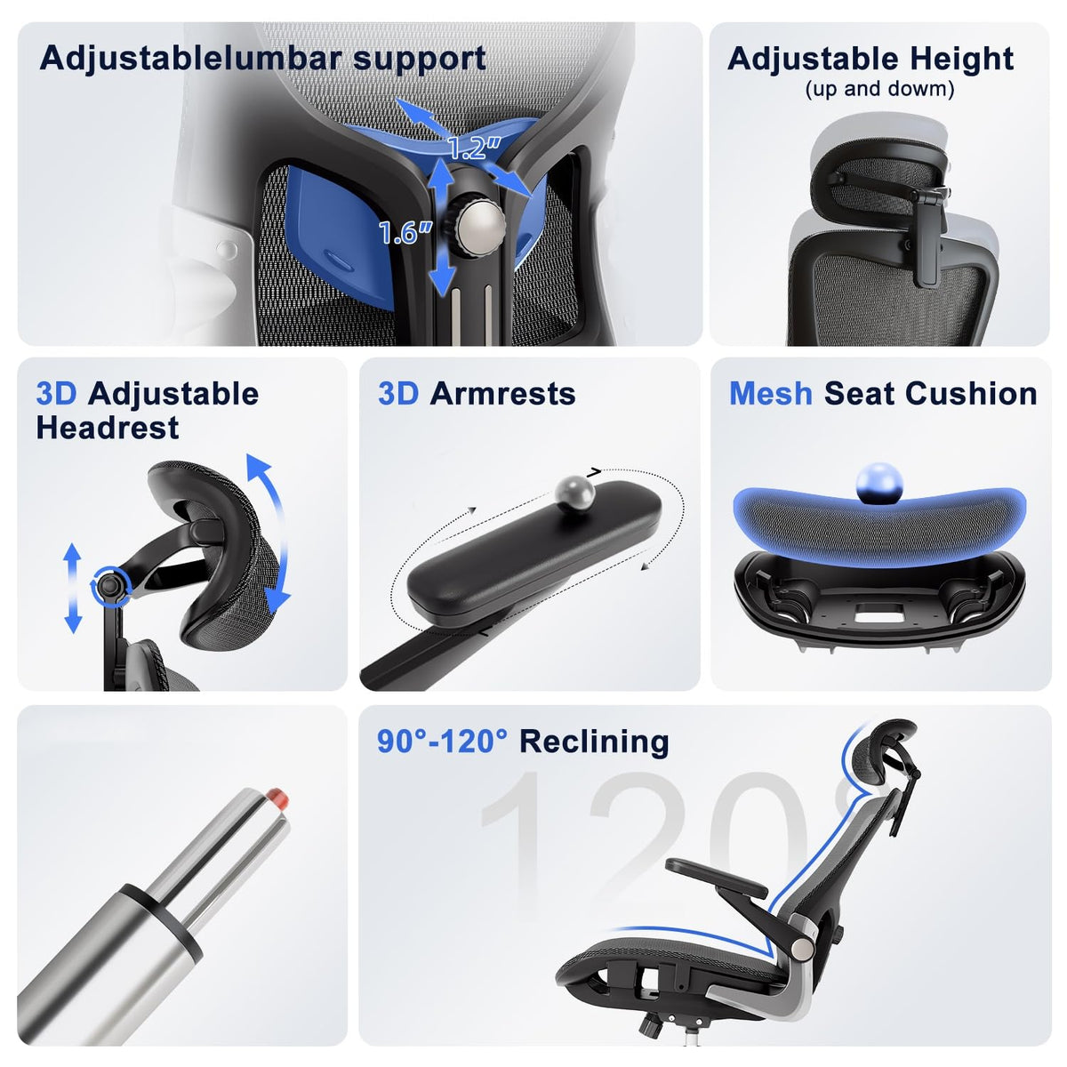 Mesh Office Chair with 3D Arms