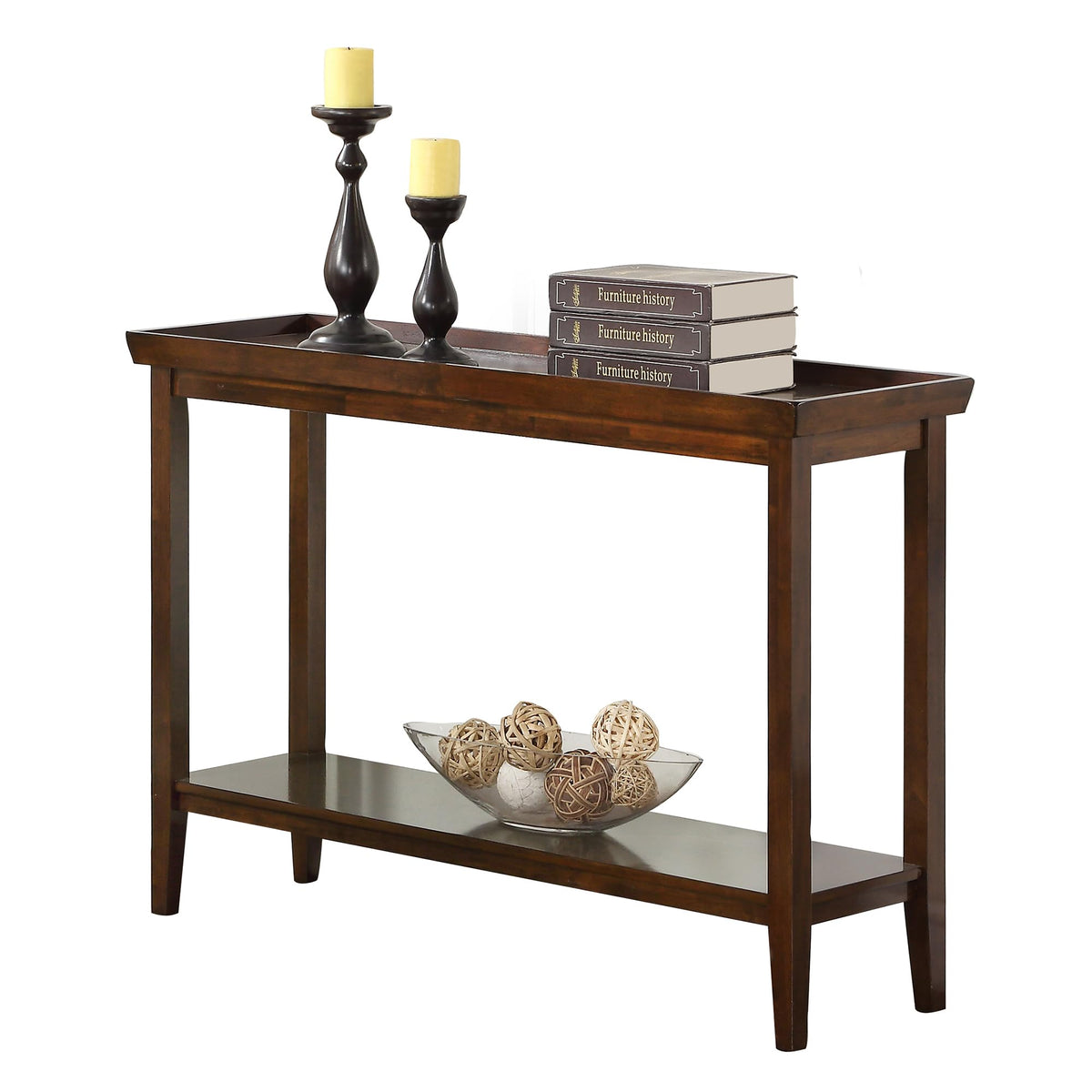 Espresso Console Table with Shelf
