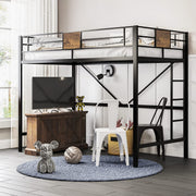 SHA CERLIN Loft Bed Twin Size with Ladder and Guardrail,Rustic Design