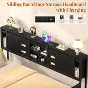 Homieasy Twin Daybed with Pop Up Trundle, Farmhouse Twin Bed with Bookcase Headboard and Charging Station, Black