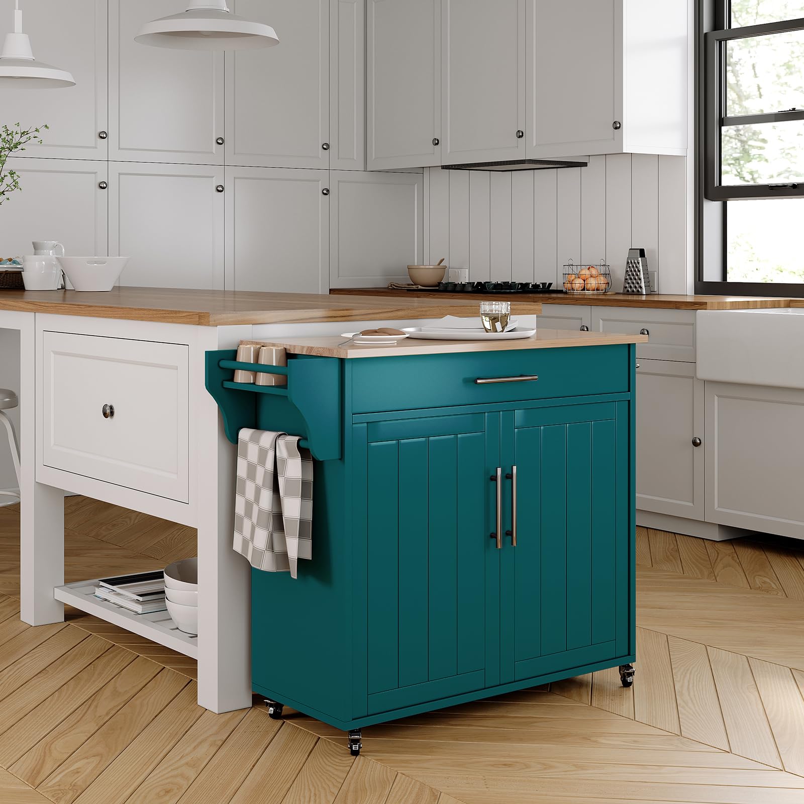 Rolling Kitchen Island Cart with Storage