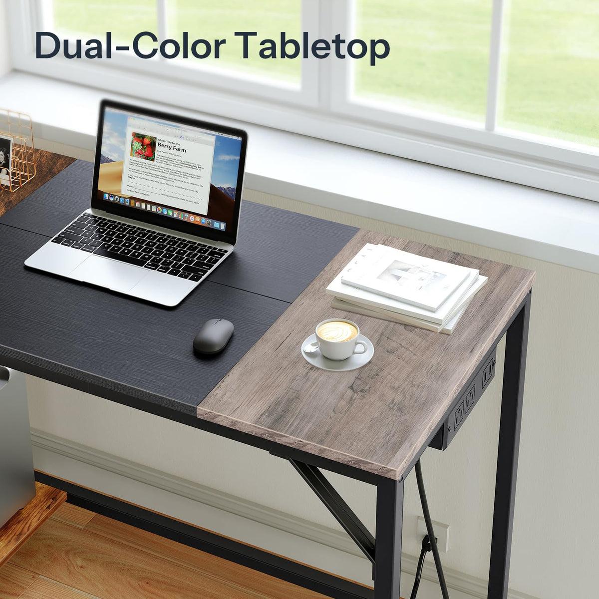 Compact Computer Desk with Charging Station